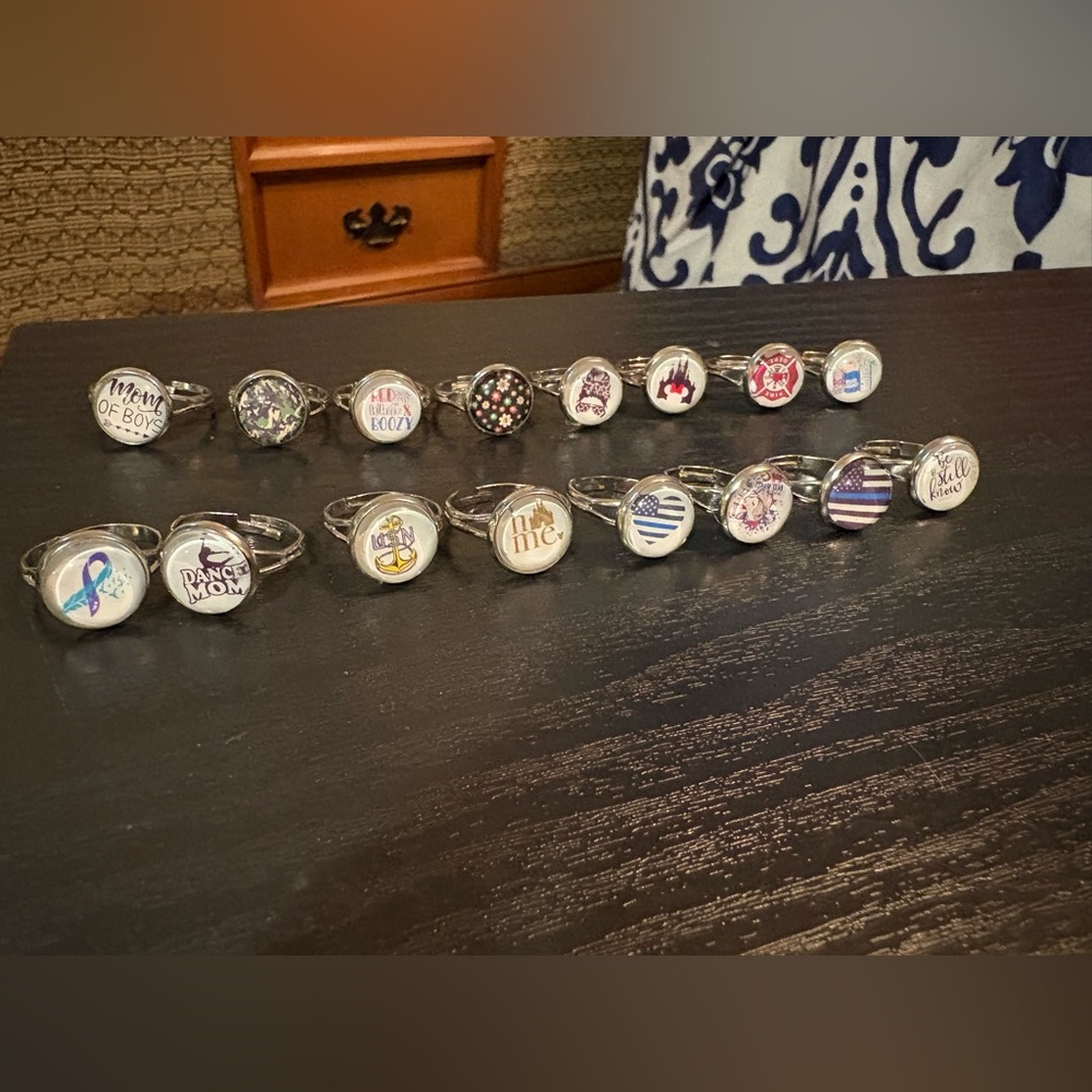 Silver Rings with Graphic Designs